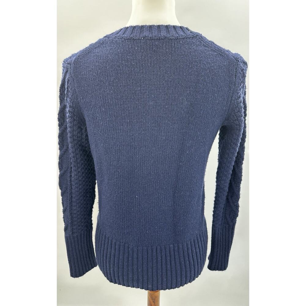 GAP Women’s Medium Navy Cable Knit Button Front Cardigan Sweater Wool Blend - Picture 4 of 6